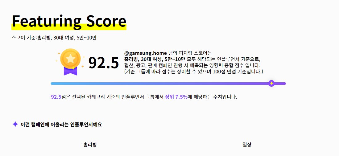 감성홈 피처링 스코어 92.5점
